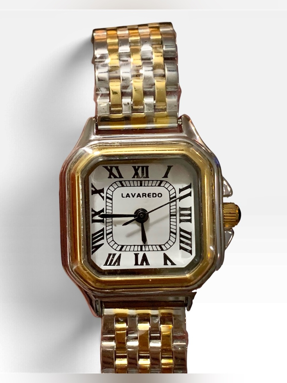 Lavaredo Women’s Two-Tone Stainless Bracelet Square Quartz Watch Roman Dial